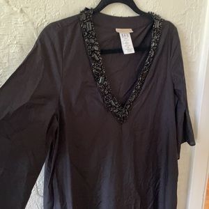 MICHAEL KORS [black silk cotton jeweled kaftan]